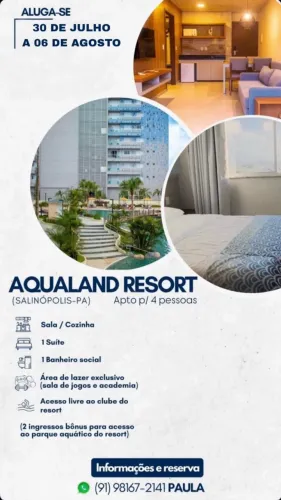 Aqualand Resort Salinas - Melhor semana (30/07 a 06/08) + 2 Ingressos Grátis!