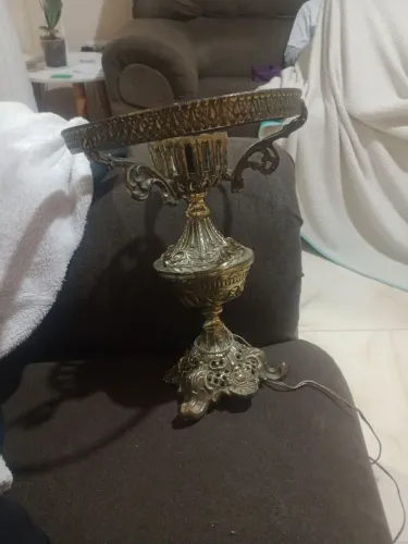 Abajur Antigo em Bronze Maciço Vintage Clássico Retrô