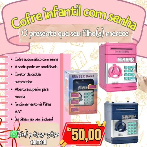 Cofre infantil automático com senha