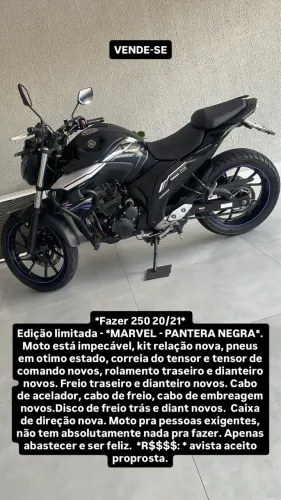 *Fazer 250 20/21* Edição limitada - *MARVEL - PANTERA NEGRA*.