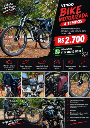 Bicicleta motorizada 4 tempos excelente 