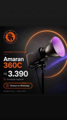 Luz LED Amaran 360C RGB Profissional para Vídeo e Fotografia