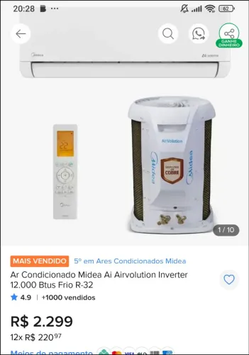 Ar-condicionado novo nunca usado comprei no ml com nota fiscal