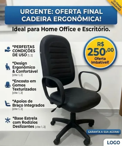 Cadeira de Escritório Executiva / Ergonômica Preta
