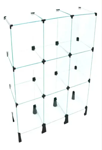 Balcão Vitrine Vidro 9 divisórias 90x30x100 cm
