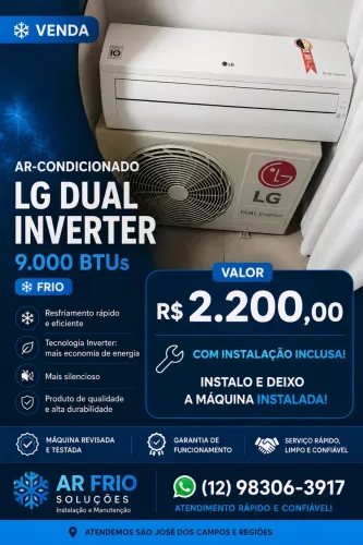 Ar condicionado LG dual inverter 9.000 btus frio 220v