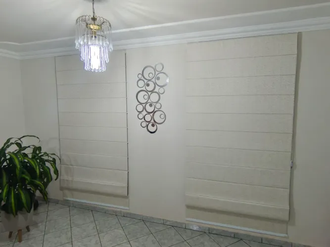 Kit 2 cortina Romana de linho.