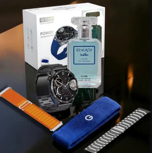 Kit Relógio G-TiDE POWER com Bluetooth - Prata + Perfume árabe Tcakca 30 ml