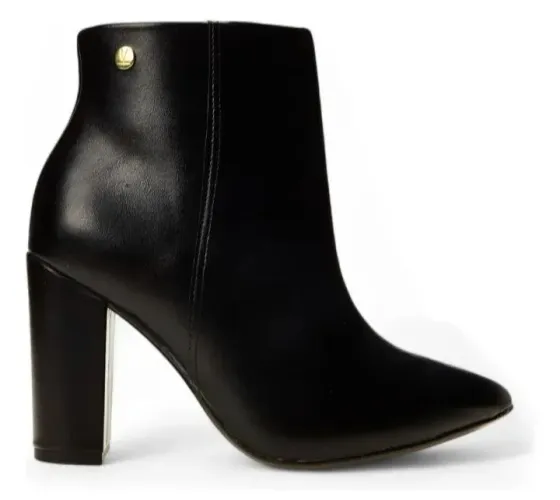 Bota Feminina Vizzano Salto Alto Grosso Bico Fino Preto 38