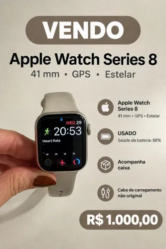Apple Watch S8 41mm Gps Pulseira Esportiva Estelar