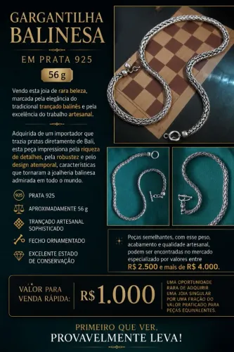 Gargantilha Balinesa em Prata 925 - 56 g