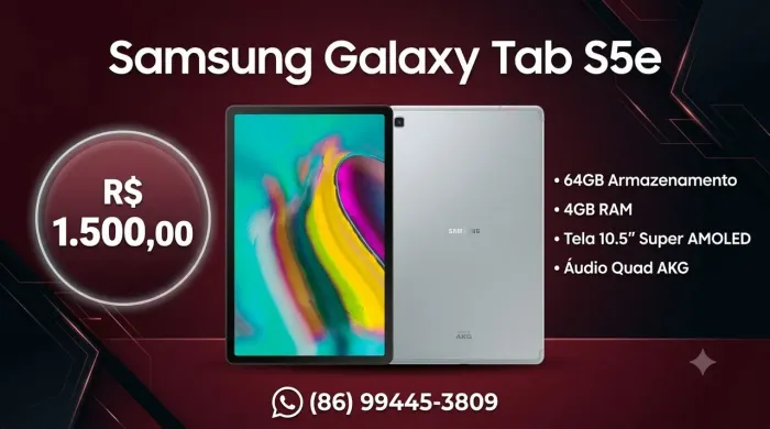 Samsung Galaxy Tab S5e 64GB - Tela Super AMOLED e Som AKG (Excelente Estado)