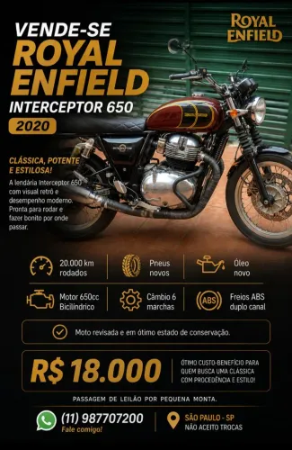 Royal Enfield Interceptor 650 2020 - R$ 18.000