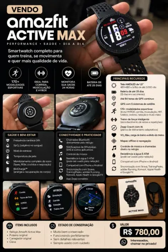 VENDO RELÓGIO AMAZFIT ACTIVE MAX HYROX