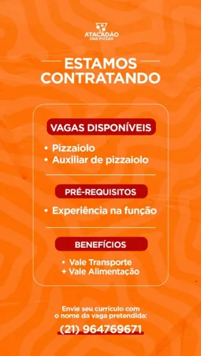 Vaga de pizzaiolo e ajudante