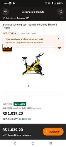 bicicleta de spinning wct fitness 8kg