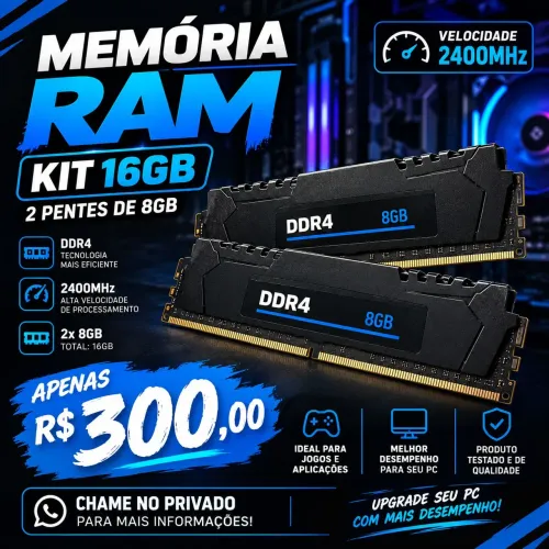 Kit memória 16gb - 2x8GB 2400mhz ddr4