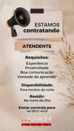 Vaga para Atendente/ Garçon