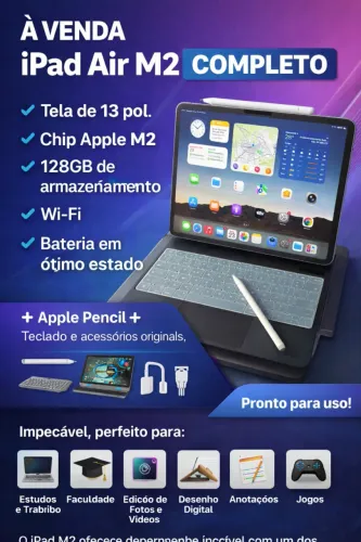 ? iPad Air 13" M2 (128GB) + Apple Pencil + Teclado - Completo