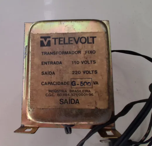 transformador televolt entrada 110v saida 220v 500va ( NOVO )