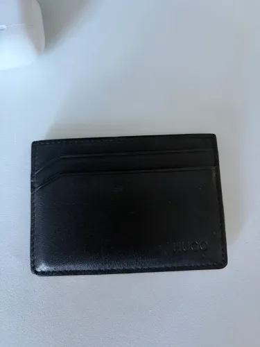 Porta-cartões HUGO masculino preto em couro