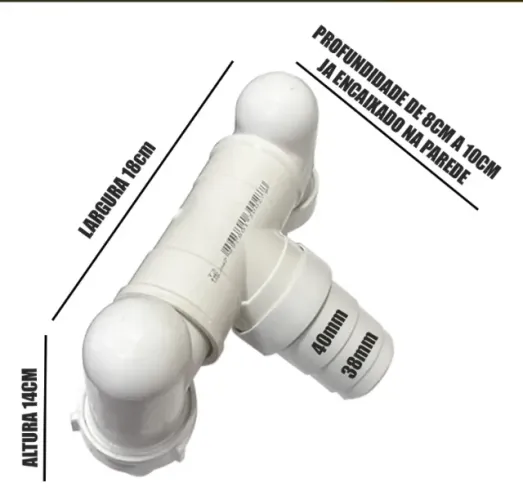 Adaptador Slim Curvo Saida 2 Em 1 Lavar Roupa E Lava Louça