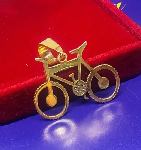 Pingente Bicicleta Para Ciclista Ouro 18 Kilates Peso 3.00 Gramas 30 mm x20 mm  Maciço    