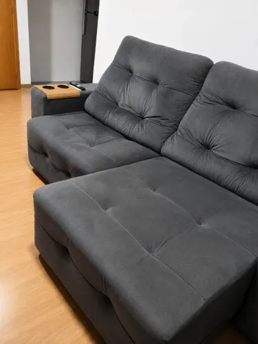 Sofá Retrátil/Reclinável Cinza em Excelente Estado