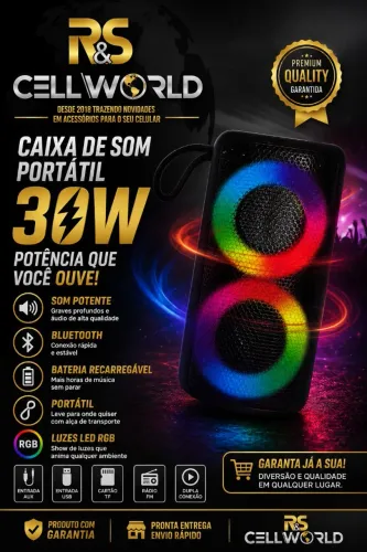 Caixa de Som Bluetooth RGB.