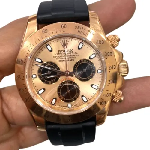 Rolex Daytona Dourado Champagne Silicone Automático Premium