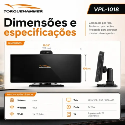 Central Multimídia Portátil Torque Hammer VPL-1018
