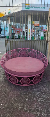 Moveis, chaise redonda corda e alumínio