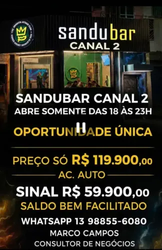 SANDUBAR SANDUICHES DE 3º A DOMINGO DAS 18 AS 00:00 TROCAR DONO TRIPLICA MOVIMENTO