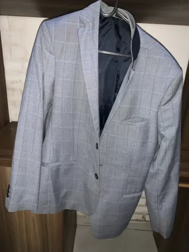 Blazer Masculino Cinza Claro Xadrez
