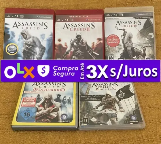 Coleção Assassin's Creed, 5 Jogos de Videogame p/ PS3 Originais Sony, Novíssimos, Garantia
