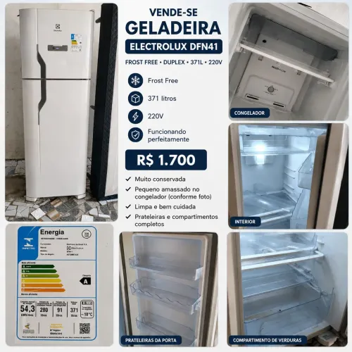 Geladeira Electrolux 371L Frost Free - Super Conservada