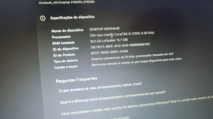 NOTEBOOK AZUS VIVOBOOK 16 RAM