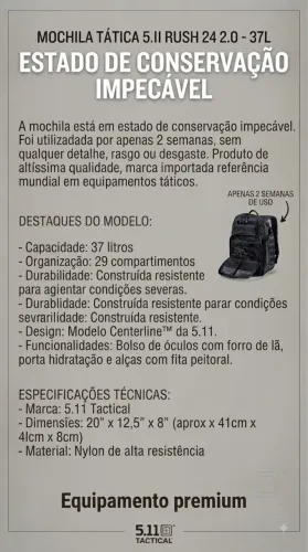 VENDO MOCHILA TÁTICA 5.11 Rush 24 2.0 37L