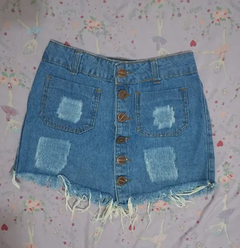 Saia jeans azul tamanho p