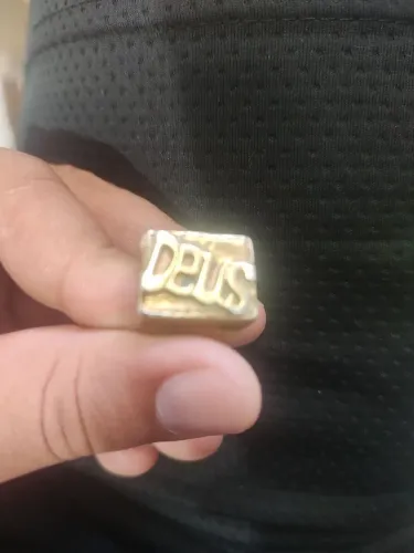 Anel de prata legítima 925 banhado a ouro usado
