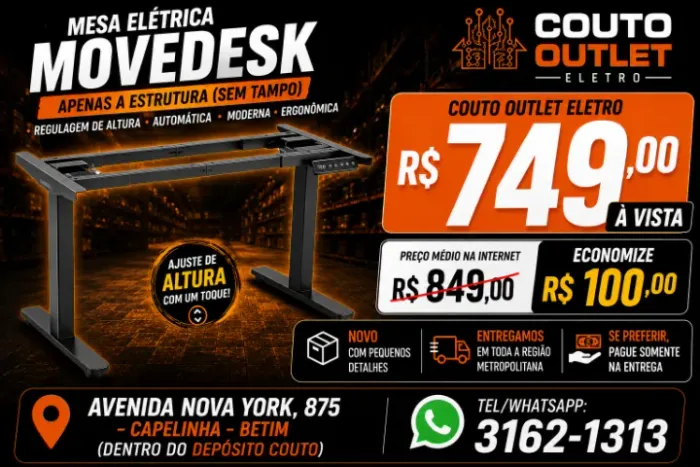 MESA ELETRICA MOVEDESK - NOVA NA CAIXA