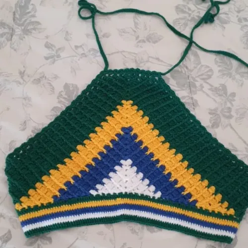 Cropped de Crochê Personalizado - Brasil