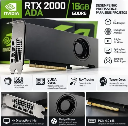 Placa de video Rtx 2000 ADA 16GB profissional