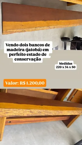 Vendo bancos em madeira maciça