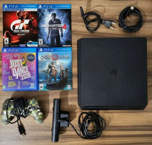 PlayStation 4 Slim 1TB + PlayStation Camera + Jogos Físicos e Digitais