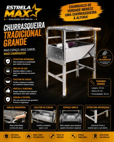 CHURRASQUEIRA TRADICIONAL GRANDE - PRA FAZER CHURRASCO DE VERDADE!