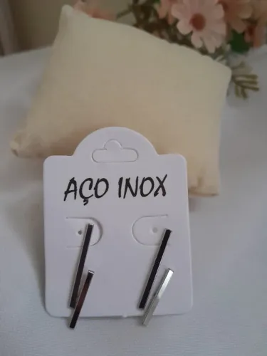 Brinco duplo de aço inox , duplo palito
