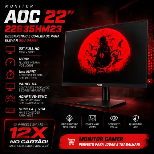 Monitor AOC 22? Full HD 120Hz 1ms | Excelente para Games