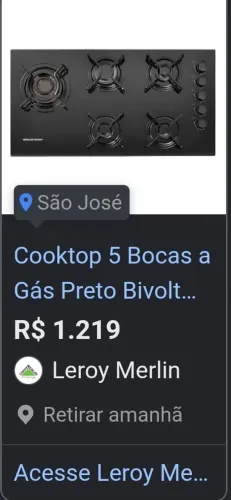 Cooktop brastemp ative 5 bocas.