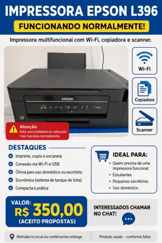 Impressora Epson L396 Funcionando Normalmente